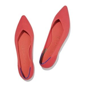 Rothy's Women's The Point Flame Red Color Pointed Toe Knit Flats sz 9.5